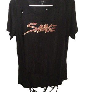 LOVE J BLACK DISTRESSED SAVAGE GRAPHIC TEE SIZE LARGE